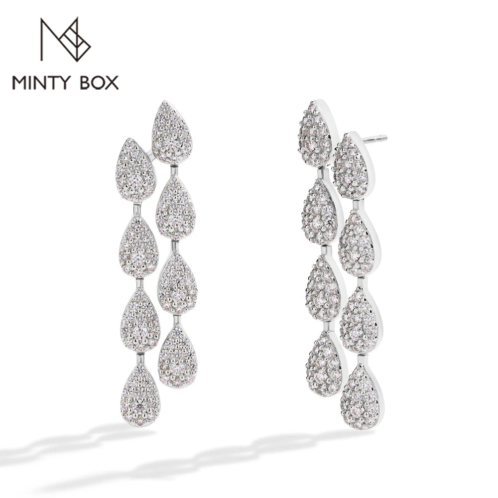 MINTYBOX Pendientes Colgantes de Moissanita con Diamante de Laboratorio S925 Plata 2.59ct para Mujer Chapados en Oro de 18k Diseño de Hojas Joyería de Boda