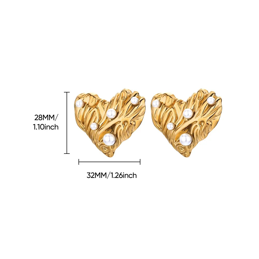 Gotische Herz-Ohrringe für Frauen, Edelstahl, goldene Liebes-Ohrringe, Hochzeitspaar, Piercing-Schmuck, Valentinstagsgeschenk сер