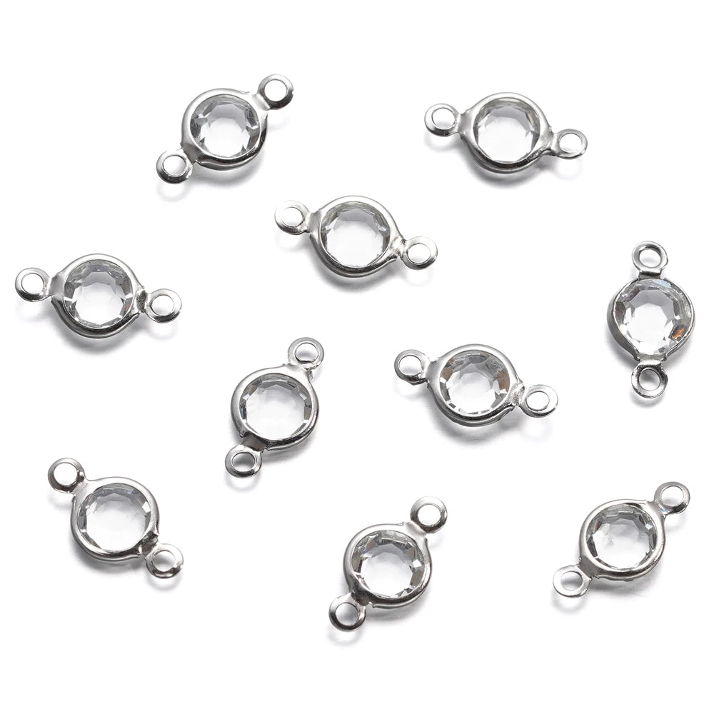 10 Stücke/Los Edelstahl Kristall Rund Doppelring Anhänger für DIY Armband Halskette Perlen Schmuckherstellung Zubehör