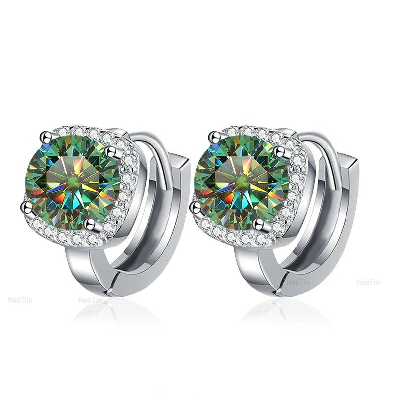 NeeTim 0,5 ct 1 ct Regenbogenfarbene Moissanit-Ohrstecker für Damen, S925 Silber, Schwarz, Blau, Rosa, Labor-Diamant-Ohrstecker für die Hochzeit