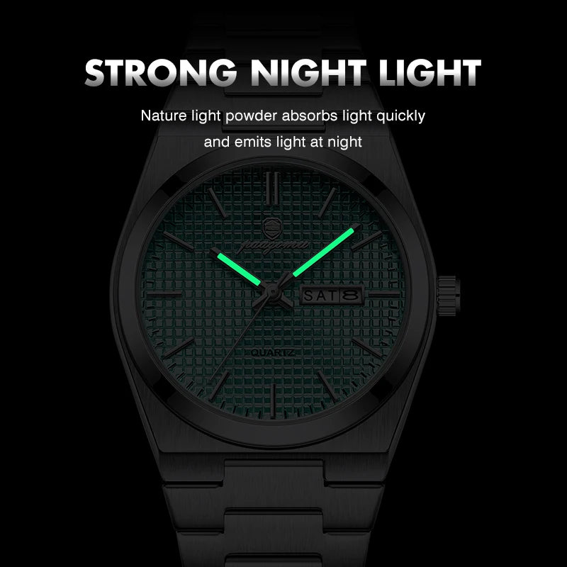 PAAZOMU Reloj de hombre de lujo original, a la moda, luminoso, impermeable, cronógrafo, con fecha, para hombre, de cuero, de cuarzo, Reloj