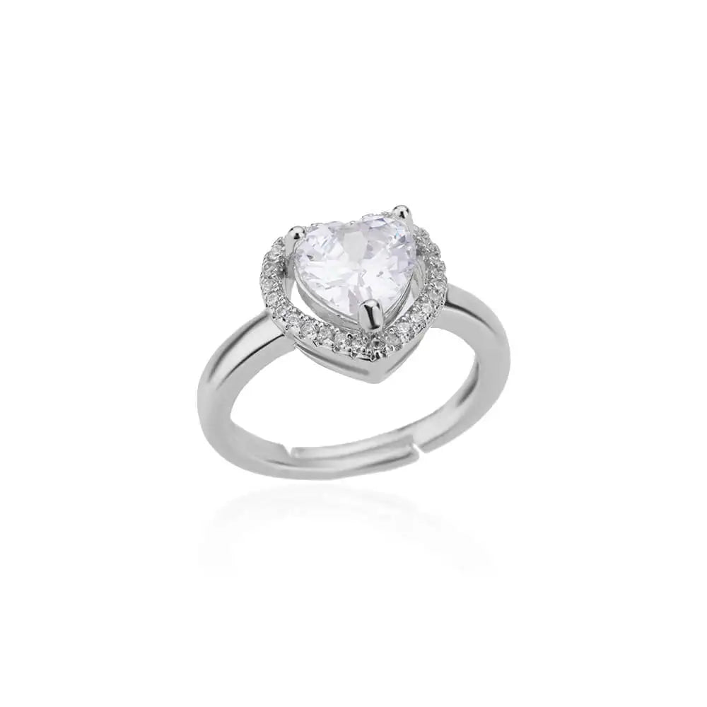 Edelstahl Herzringe für Frauen Zirkon Goldfarbe Herz Verstellbarer Ring Weiblich Hochzeit Party Accessoires Schmuck Geschenk 2024