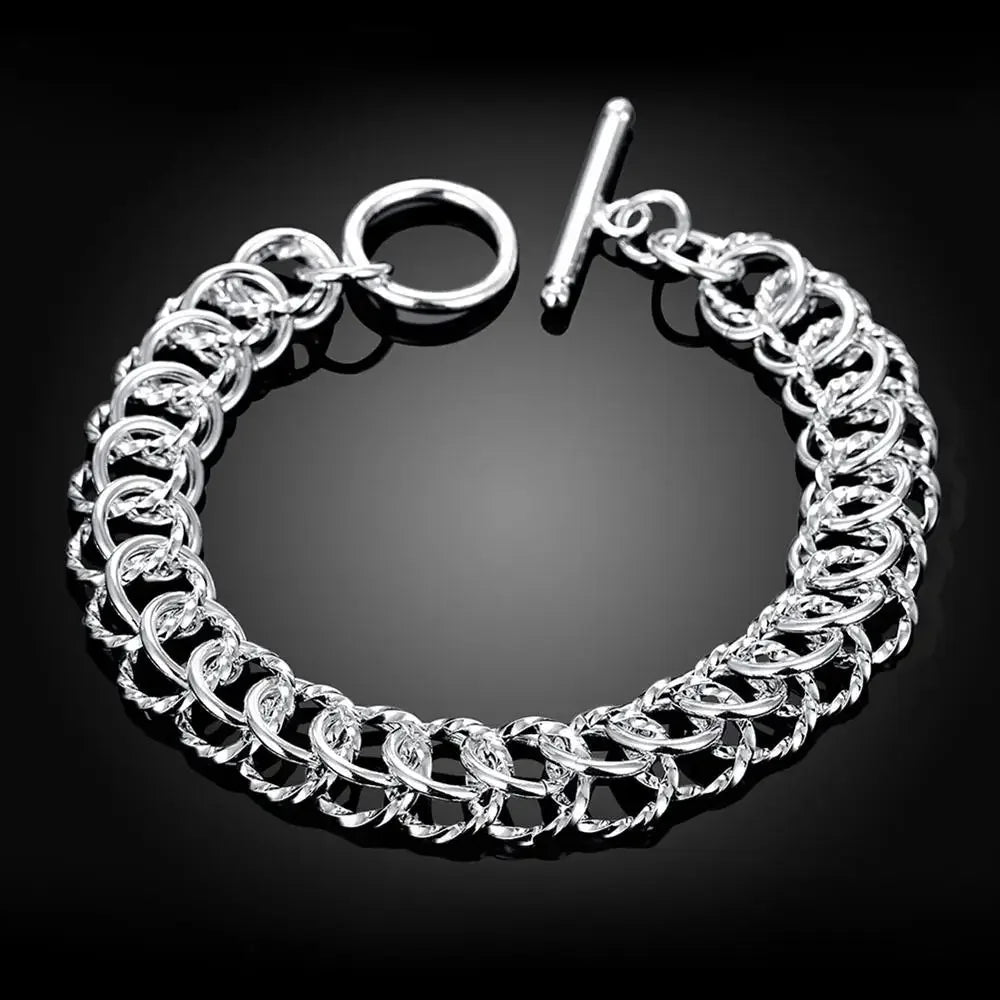 20,32 cm 18K Goldarmband 5MM seitliches Kettenarmband für Frauen Männer Mode Hochzeit Verlobung 925 Sterlingsilber Schmuck Geschenke