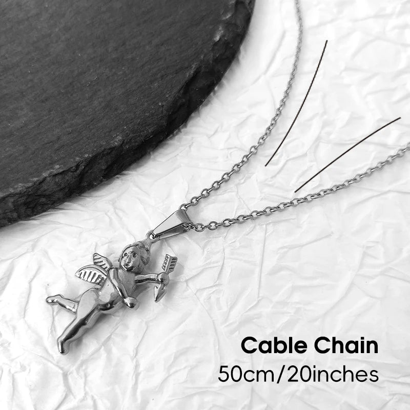 Collar Colgante de Acero Inoxidable Vintage con Amorcillo, Impermeable, Chapado en Oro de 18K, Joyería Unisex, Regalo