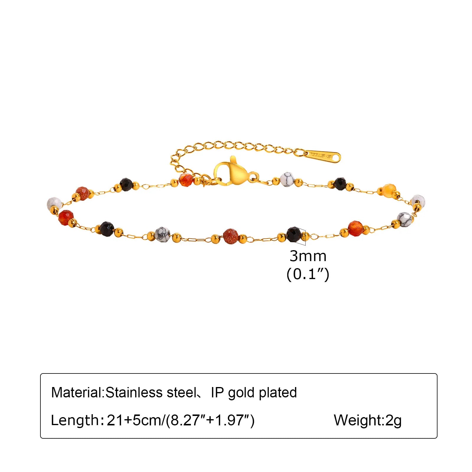 Edelstahl-Perlen-Fußkettchen für Frauen, 18k vergoldete Fußkette, verstellbare, stapelbare Armbänder als Beinschmuck
