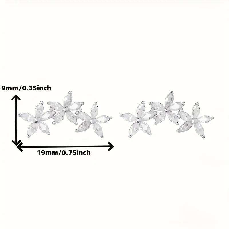 S925 Sterling Silber funkelnde, fünfblättrige Blumenohrringe elegant und modisch ganzjährig tragbar, passend für festliche Partys