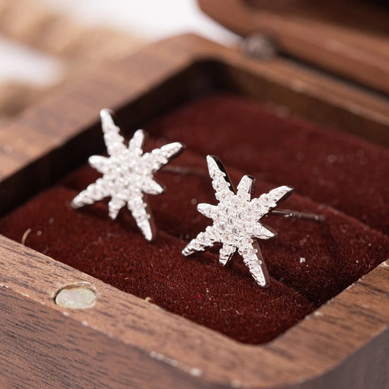 1 Paar Ohrringe Sechszackiger Stern Kupfer Material Vielseitiger Trend Damen Ohrstecker Hochzeit Valentinstag Geburtstag Schmuck