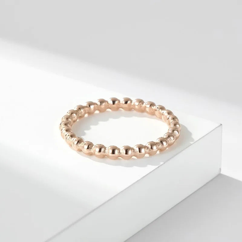 Anillo apilable de acero inoxidable de 2 mm con cuentas Eternity para mujer, talla 5-11