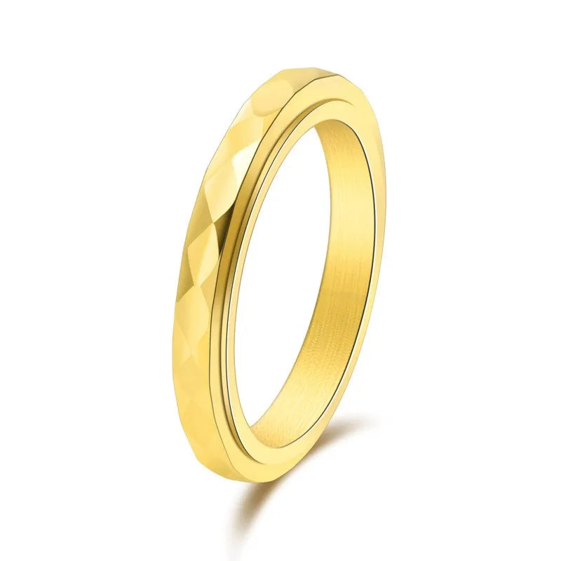 3mm dünner Edelstahl Facettierter Spinnerring Ehering für Damen und Mädchen Größe 5-12