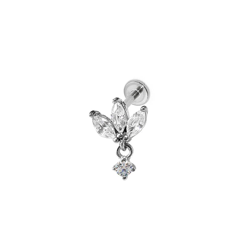 Piercing Labret de Rosca Interna Rayo Corona Abeja Flores Cartílago Pendiente Trago Conch Acero Inoxidable 316L Joyería Corporal