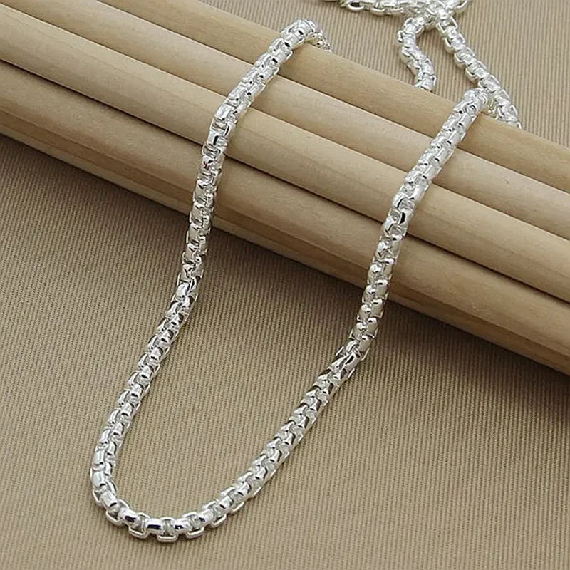 Großhandel 45-60cm 925 Sterling Silber 4mm Rund Kastenkette Halskette Armband Set für Frauen Männer Jungen Hochzeit Verlobung Charme