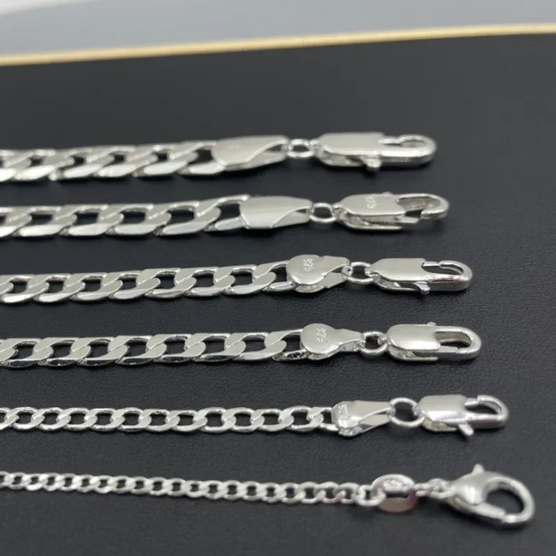 Collar de plata esterlina 925 para hombre de 2/4/6/8/10/12MM y 40-75cm, collar de cadena con cierre de langosta para hombre y mujer, regalo de compromiso