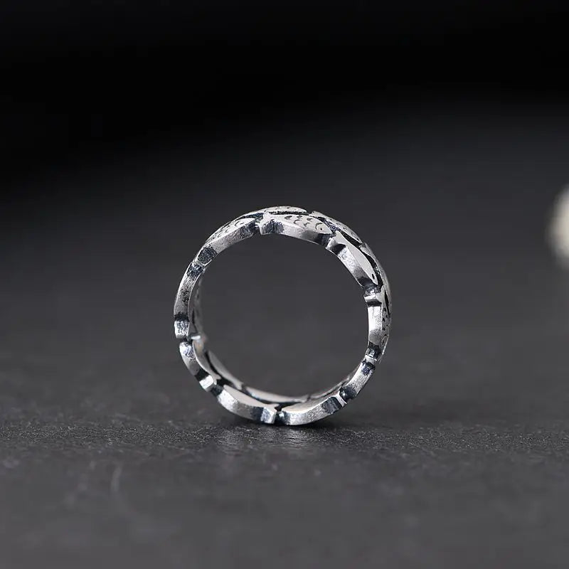 925 Sterling Silber Zweischichtiger Fisch Verstellbarer Ring für Damen Verlobung Hochzeit Luxus Qualität Ästhetischer Schmuck