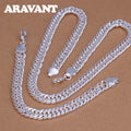 Aravant 925 Sterling Silber 6MM 7MM 10MM Panzerkette Armband Set für Herren Damen Mode Hochzeitsschmuck