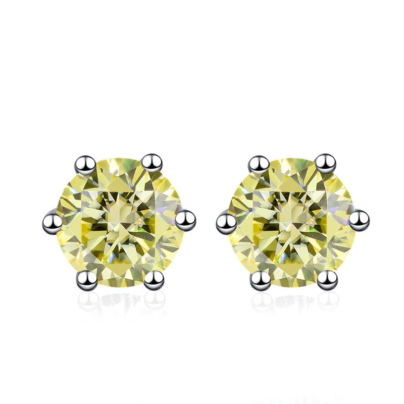 NeeTim Pendientes de Moissanita de 0,5 ct, 1 ct, 2 ct para mujer, de plata de ley 925, en verde, rosa, negro, azul y gris, con circonitas brillantes