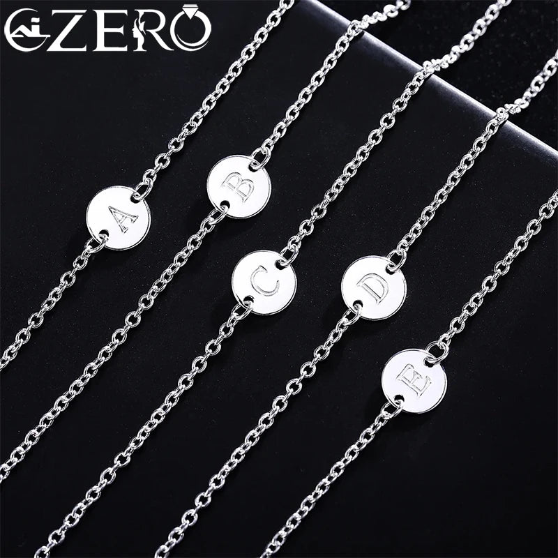 Neuer Trend 925 Sterling Silber 26 Buchstaben Karten Kettenarmbänder für Frauen Mode Hochzeit Party Feiner Schmuck Weihnachtsgeschenke