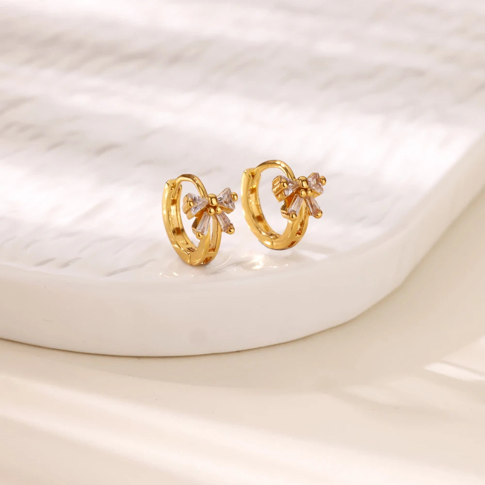 Luxuriöse Zirkon-Creolen für Damen, goldfarben, Edelstahl, Schmetterling, Herz, Schlange, Ohrringe, modischer Party-Hochzeitsschmuck, Geschenk