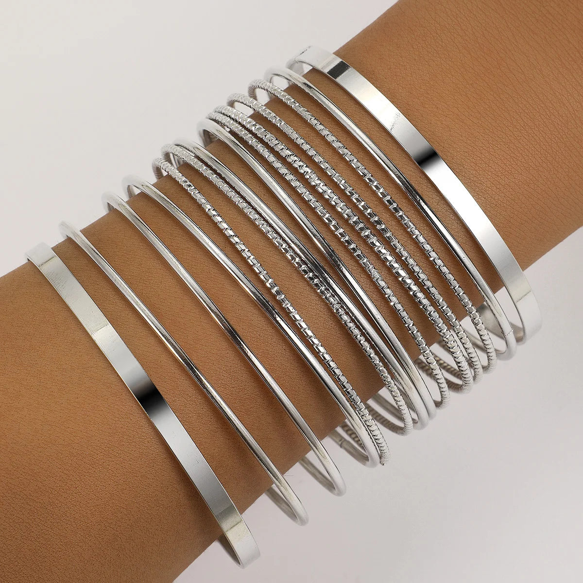 14-teiliges trendiges, übertriebenes Metallarmband-Set für Damen, Boho dickes Charm Curb Cuban Armband Armreifen Modeschmuck Geschenk 2024