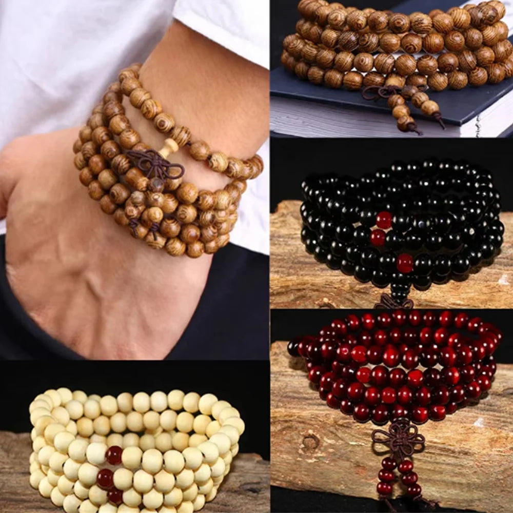 Natur Sandelholz Armband Herren Buddhist Buddha Meditation Perlenarmband Für Damen Gebet 108 Perlen Rosenkranz Hängende Dekoration