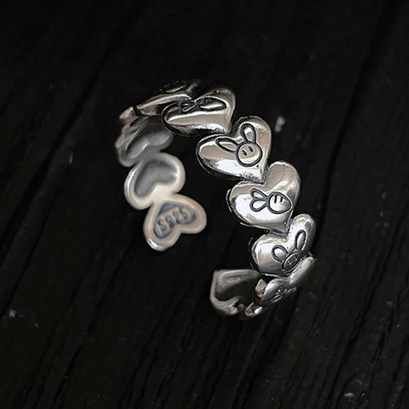 VENTFILLE 925 Sterling Silber Ringe Neue Mode Party Schmuck Vintage Charme Doppelschicht Geometrische Nageldesign Accessoires Geschenke