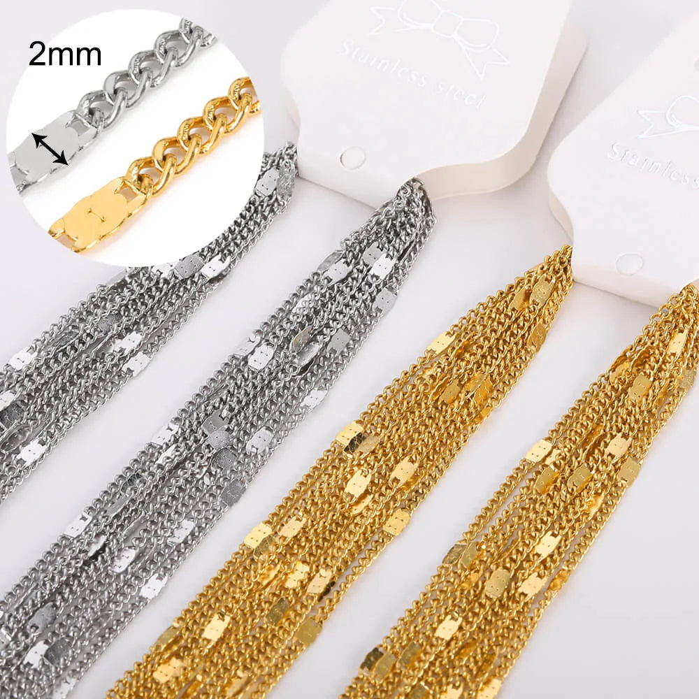 10pcs/set Stainless Steel Gold Color Necklace For Women 45cm Chain DIY Jewelry Accessories Making Materials Handmade Supplies