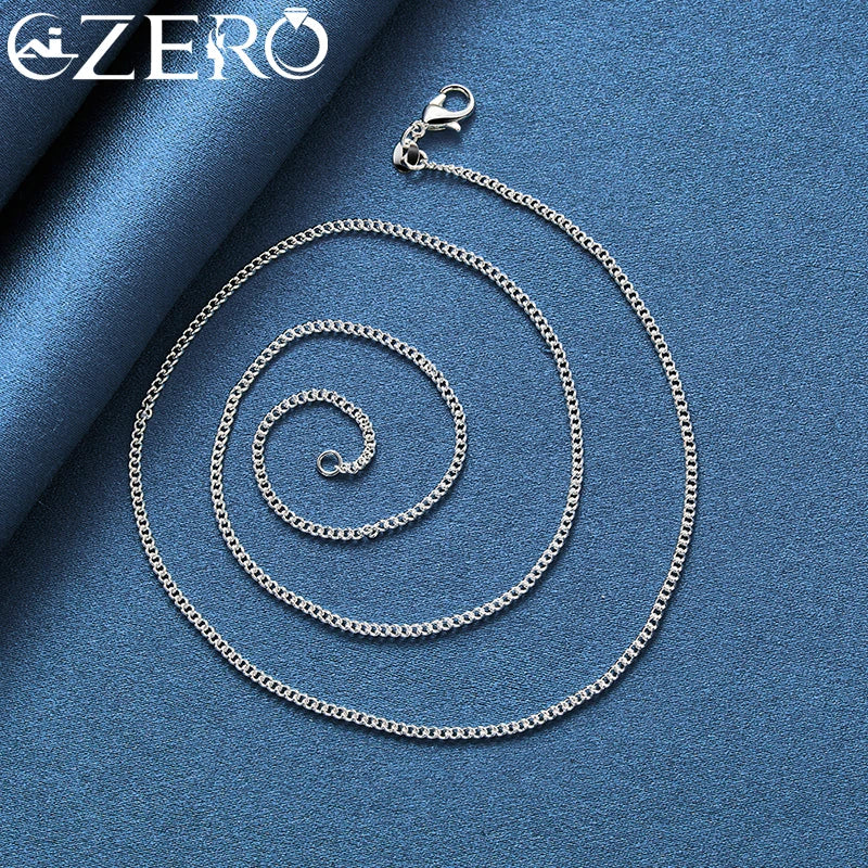 ALIZERO 40-70cm Plata de Ley 925 2mm Cadena Lateral Collar Para Mujeres Hombres Fiesta de Boda Moda Amuleto Joyería Regalo