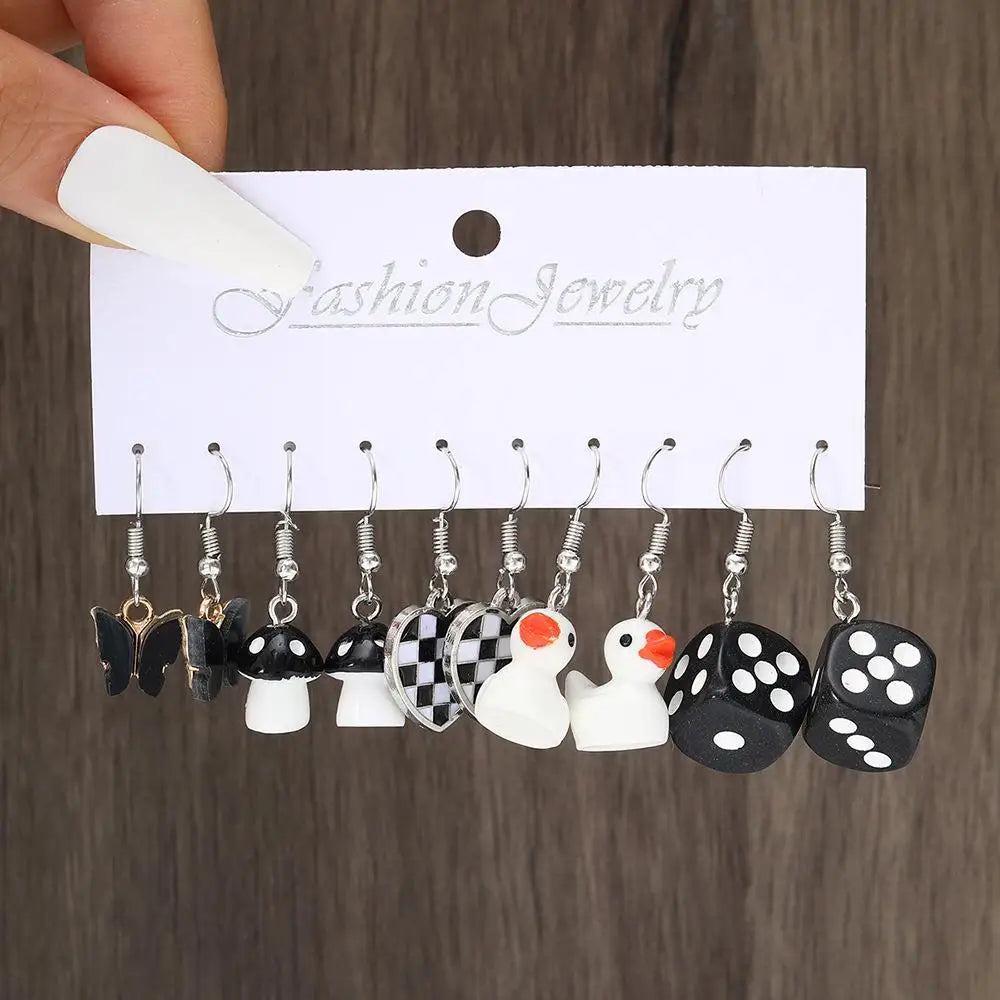 Neues Mode-Set mit niedlichen Cartoon-Ohrringen in Pink, farbenfrohe Dopamin-Acryl-Ohrringe für Damen und Mädchen, neues trendiges Schmuck-Accessoire-Geschenk
