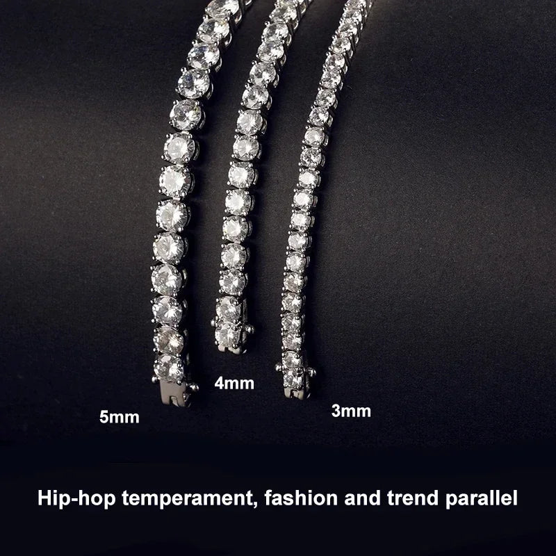 NeeTim Collar de tenis de moissanita real de plata de ley 925 para hombres y mujeres, cadena de cuello con diamantes de laboratorio, joyería fina para fiestas