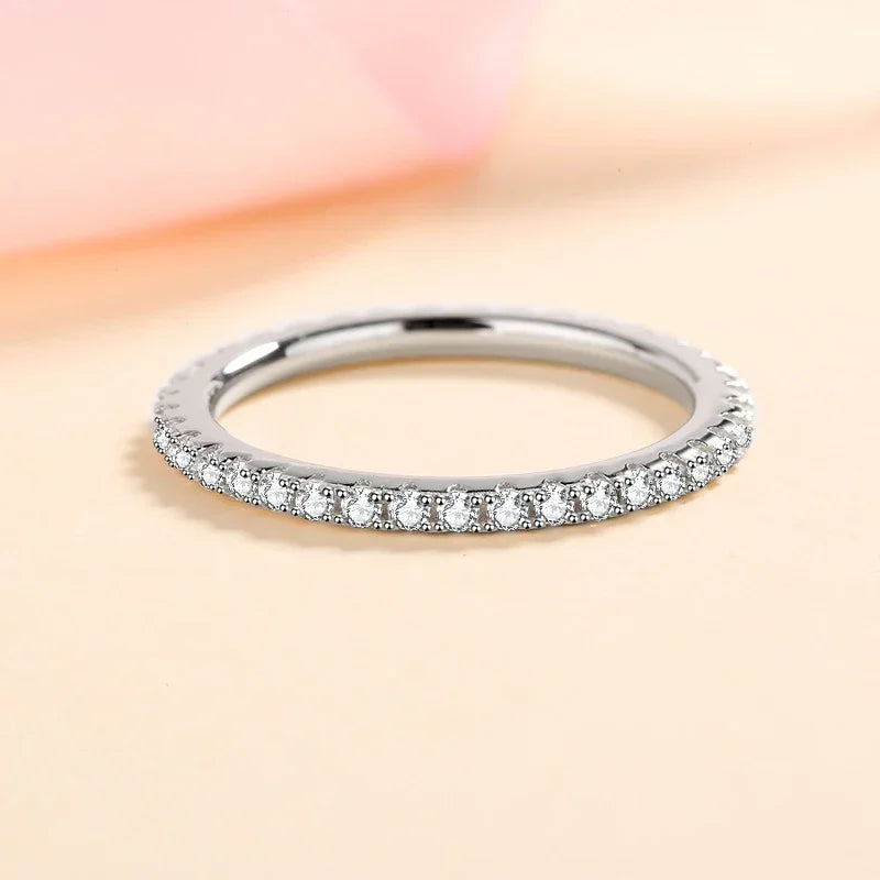 NeeTim Voll-Moissanit-Ring für Damen, Hochzeitsschmuck, 925 Sterling Silber mit Weißgold-Überzug, Ringe, Diamant-Verlobungsband