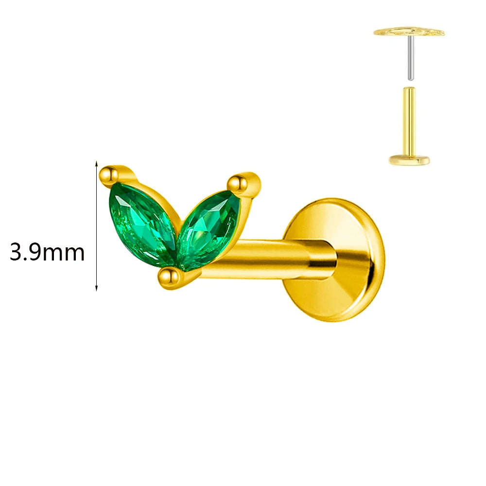ASTM F136 G23 Titan Hasenohren Piercing Ohrstecker Push-In Threadless Labret 16/18/20G Knorpel Körperschmuck