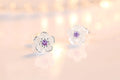925er Sterlingsilber Rosa Lila Zirkon Blume Kleine Ohrstecker für Frauen Hochzeit Elegante Luxus Schmuck Accessoires Großhandel