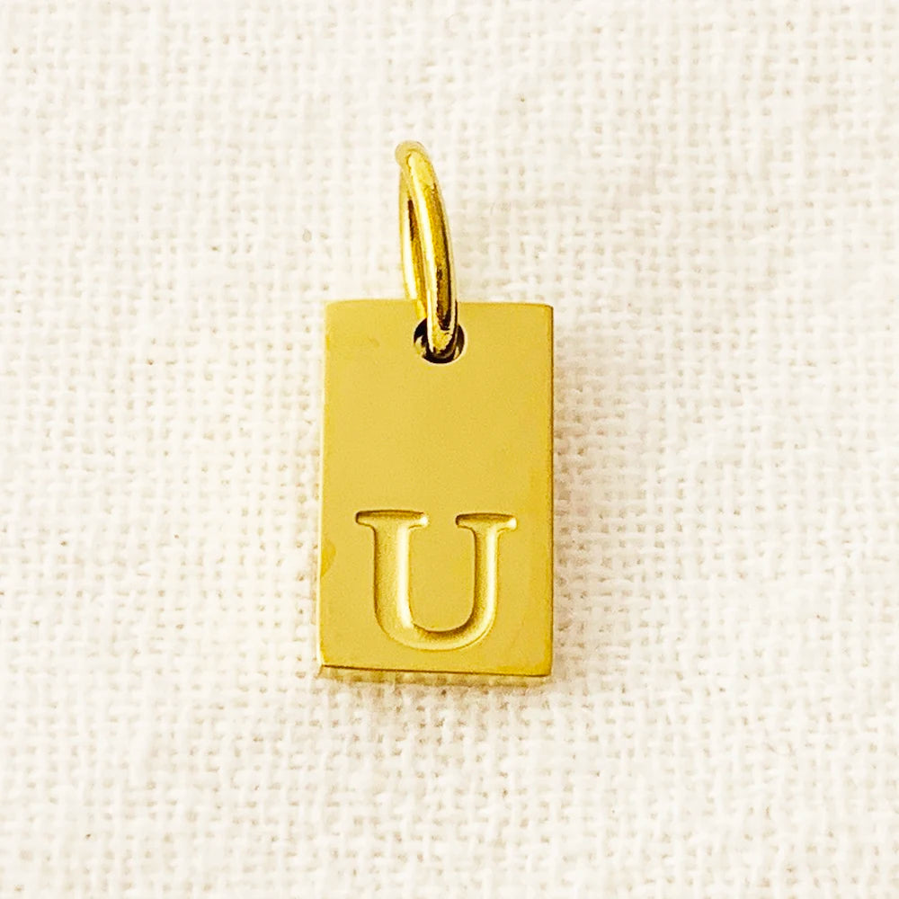 SUNIBI Dije de dije del alfabeto para collares, joyería de acero inoxidable, accesorios de letras grabadas DIY, joyería de moda para mujer