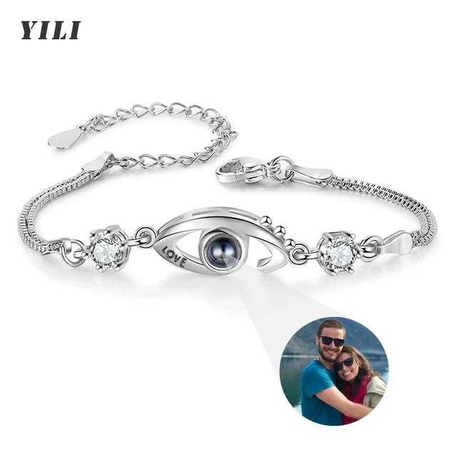 Kundenspezifisches Armband mit Bild im Inneren, Titan-Edelstahl-Kubanische Gliederkette, Armband mit personalisierter Fotoprojektion für Männer und Frauen