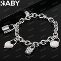 URBABY 925 Sterling Silber Schloss Anhänger Armbänder für Frauen Hochzeit Party Jahrestag Geschenk Mode Edler Schmuck