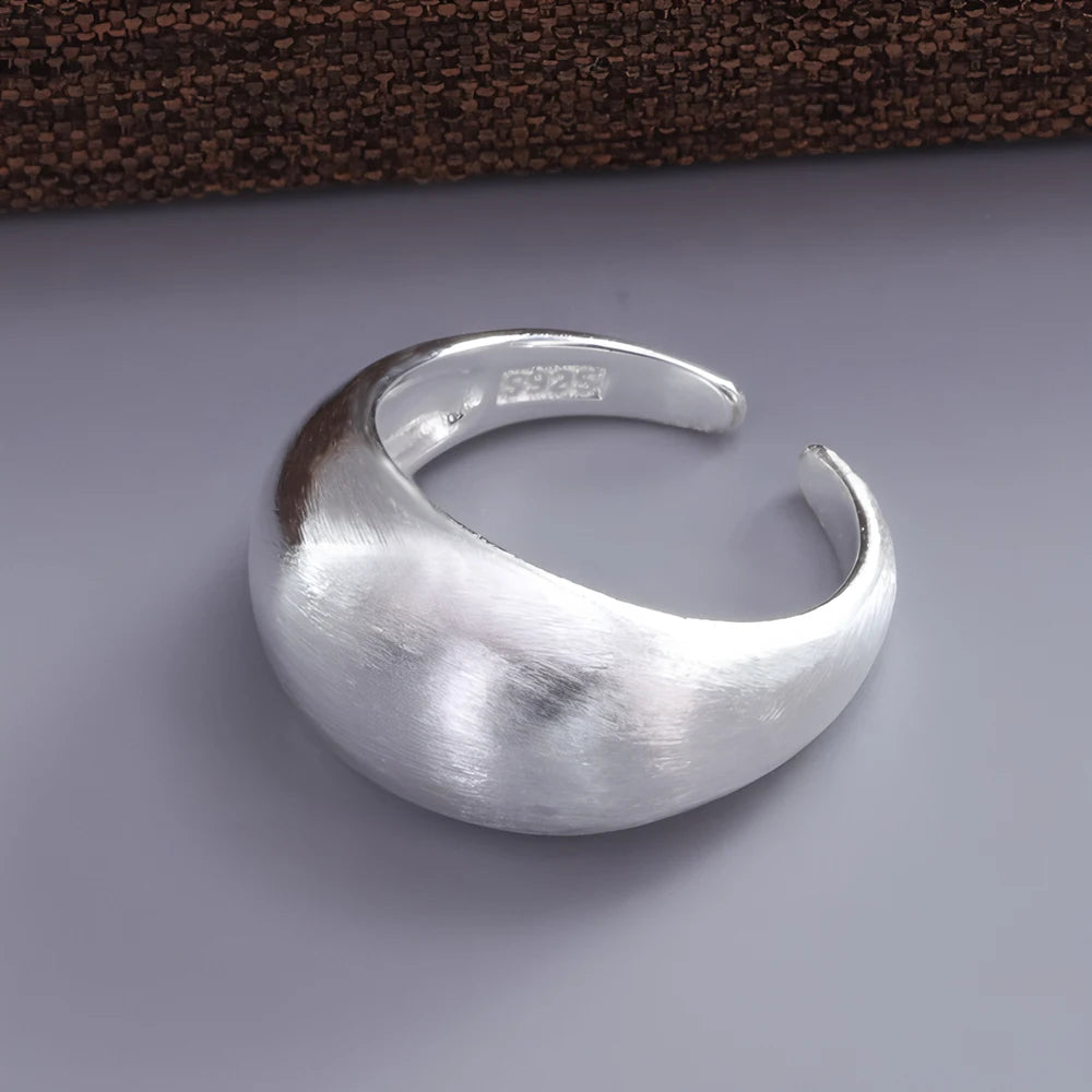 Anillo Nudo Cadena Plata de Ley 925 para Mujer, Anillo Ancho de Diseño Geométrico Rock Punk, Regalo de Joyería, Venta al por Mayor y Dropshipping