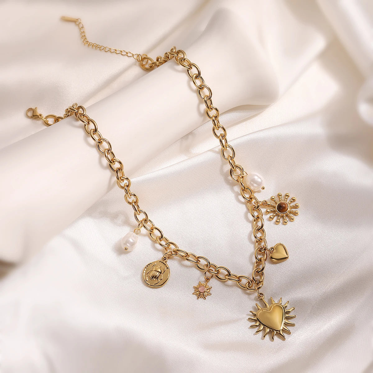 NEWBUY 2025 Fashion Gold Color Stainless Steel Jewelry Non-Fading Bohemian Style Choker Necklaces For Women Summer Accessories