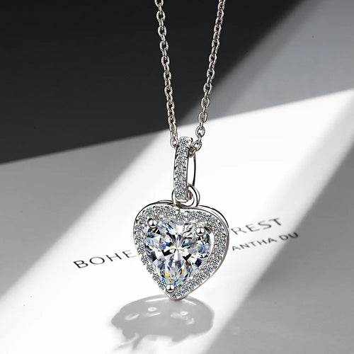 925 Sterling Silber Zirkon Herz Anhänger Halsketten für Frauen Luxus Designer Schmuck Geschenk Weibliche Großhandel Schmuck Trend 2024