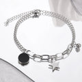 Edelstahlarmbänder Retro-Stern-Anhänger Büroklammer-Kette Schwarz Hell Luxus-Armband für Damen Schmuck Feiertage Bankett Geschenk