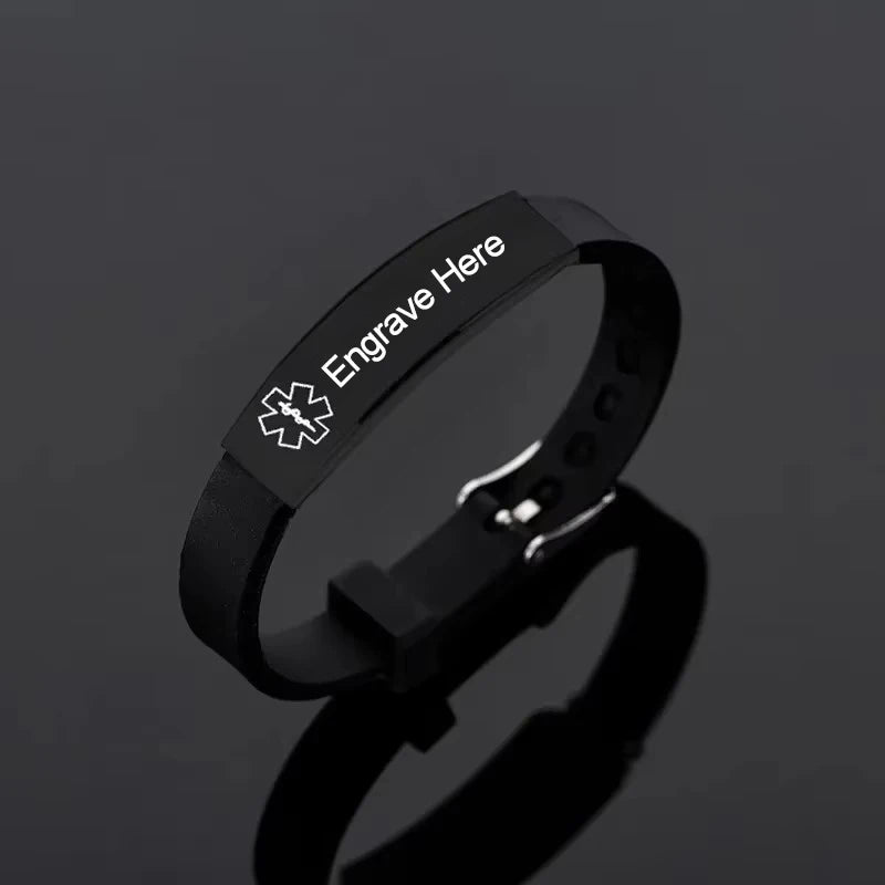 Personalisiertes graviertes Namens-Buchstaben-Logo-Armband Edelstahl Silikon Armbänder Armreifen für Männer Frauen Individueller Schmuck