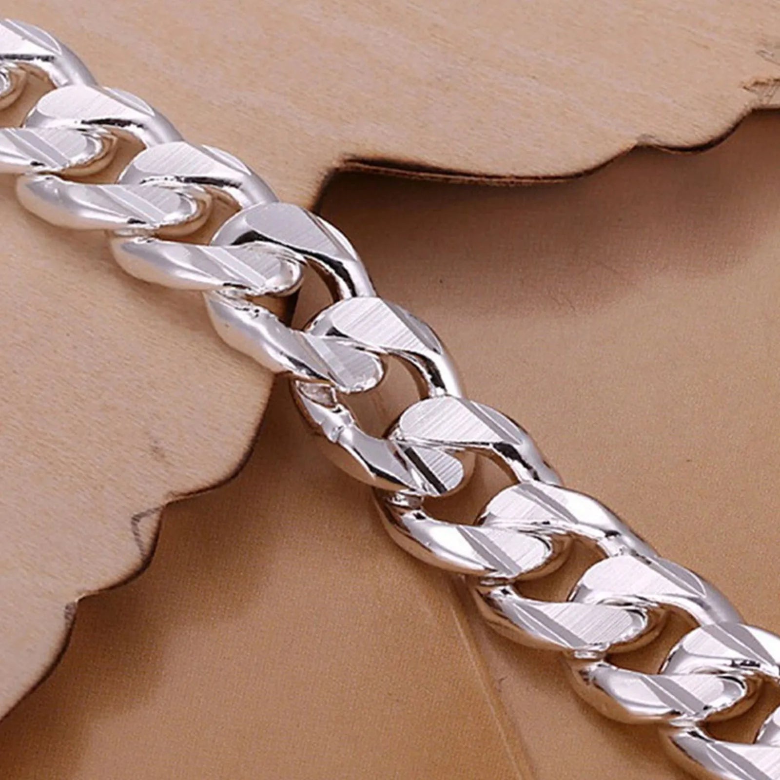 Neues High-End Damen Herren Feinsilberfarbenes Armband Mode Schmuck Geschenk Herren Quadrat Schöner Edelstein