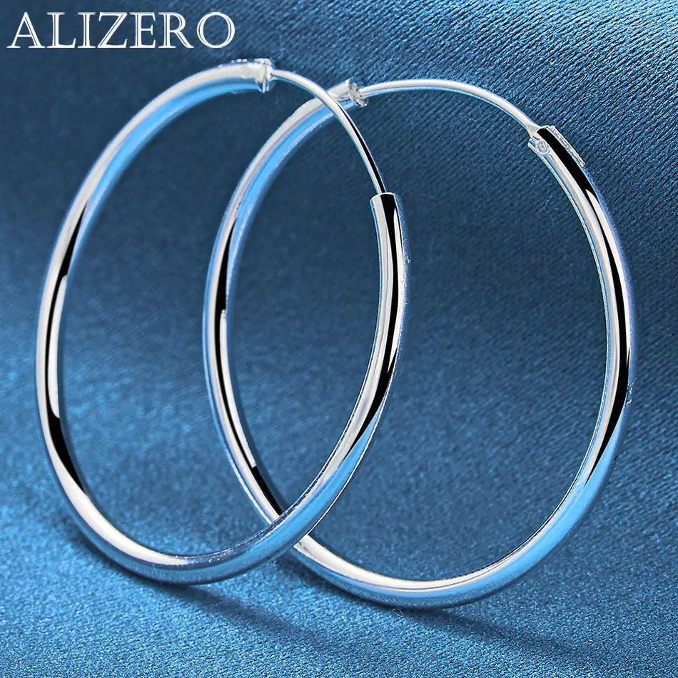 ALIZERO 925 Sterling Silber Ohrringe Einfache runde Kreolen Ohrringe für Frauen Mode Hochzeit Verlobung Charm Schmuck Geschenke