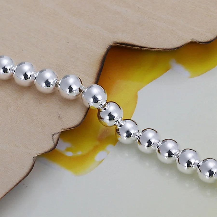 925 Sterling Silber Armbänder Modeschmuck Charm Frauen Kette Damen Hochzeit 6MM Perlen Fabrikpreis