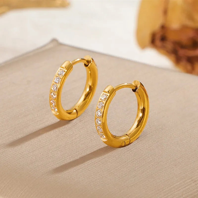 Edelstahl Pave CZ Huggie Creolen für Damen und Herren