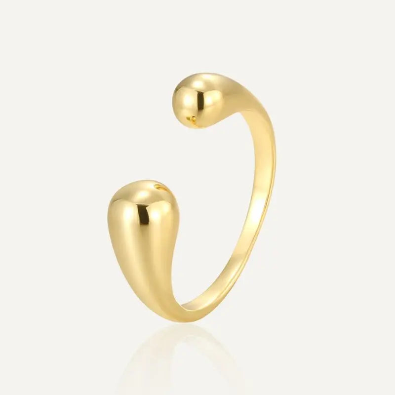 925er Sterlingsilber Glatte Doppelkügelchen Ringe für Frauen Verstellbarer goldfarbener geometrischer Hochzeits-Paarring Edelschmuck