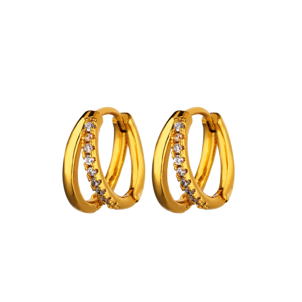 Kreis-Ohrringe aus Edelstahl für Damen, goldfarben, ästhetische Zirkon-Ohrringe, Hochzeit, Weihnachten, Modeschmuck-Accessoires, Geschenk