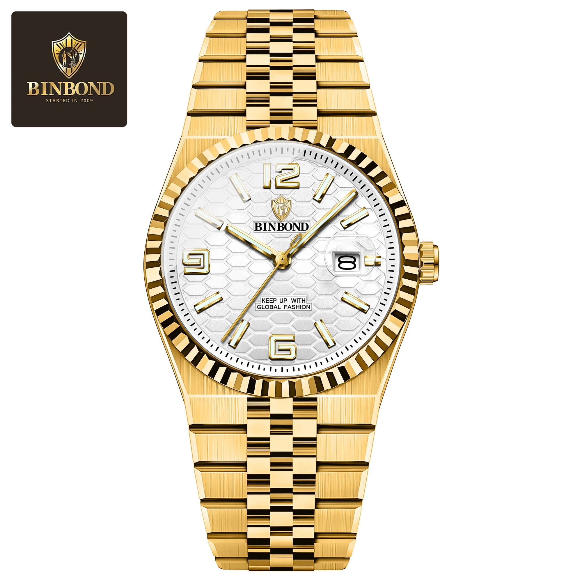 BINBOND Reloj de Hombre Original de Alta Calidad Impermeable Luminoso Fecha Lujo Reloj de Hombre de Acero Inoxidable Relojes de Cuarzo para Hombre Masculino