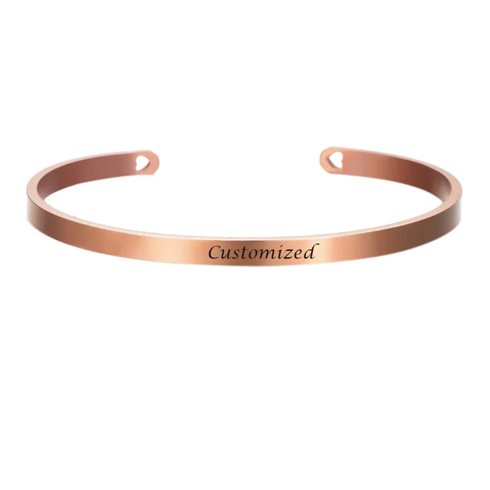 Personalisierte Koordinaten-Gravur Name Text Herz-Aussparung Armreif Personalisierte Bar Halskette Edelstahl Armband Männer Frauen Geschenk