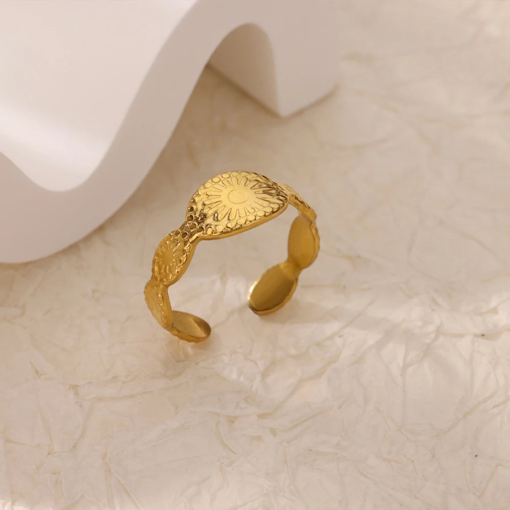 Ozean Seestern Muschel Offene Ringe Für Frauen Goldfarben Edelstahlring Sommer Strand Ästhetik Wasserdichter Schmuck Geschenk
