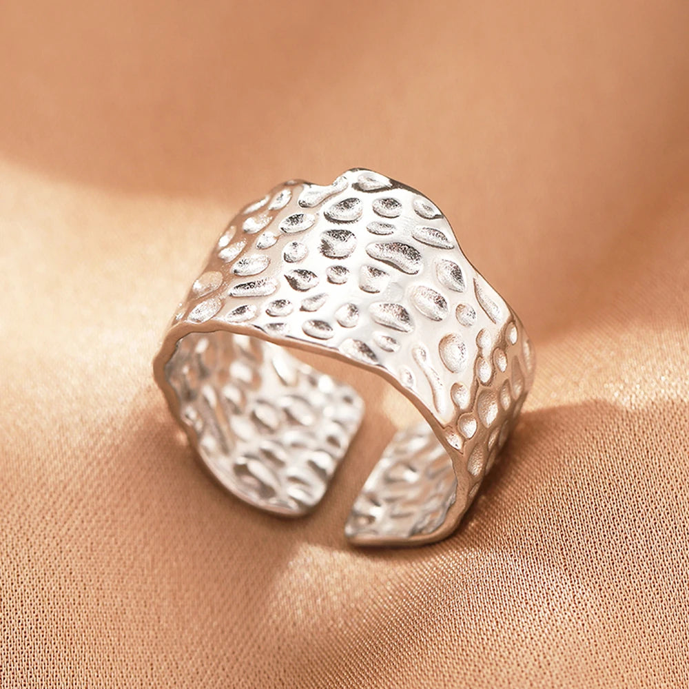 Edelstahlringe Vintage Exquisit Hohl Einstellbare Offene Statement-Ringe Leichte Luxus-Mode-Ringe für Frauen Schmuck Neu