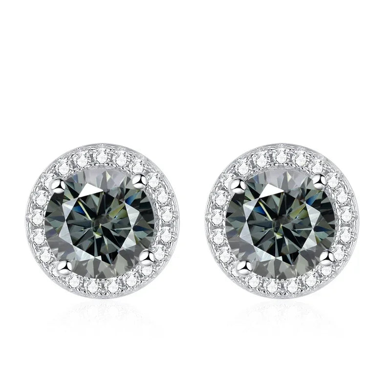 NeeTim Moissanite Ohrstecker für Damen 925 Sterling Silber Grün Blau Pink Rot Schwarz Blau Funkelnde Moissanite Ohrstecker